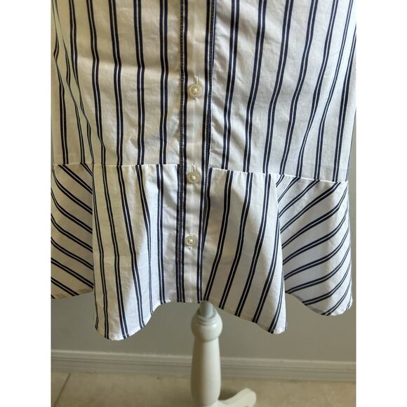 Banana Republic striped Tiered Midi Dress XS/S Button Down Preppy Nautical Sz 0 - Picture 5 of 11